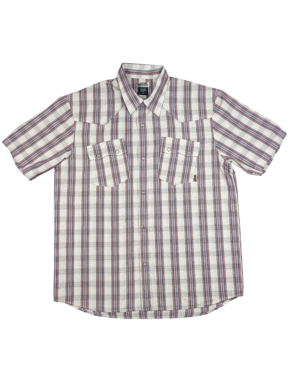 Vintage 90s Y2K Tony Hawk Plaid Western Button Up W Skew Pockets. Medium